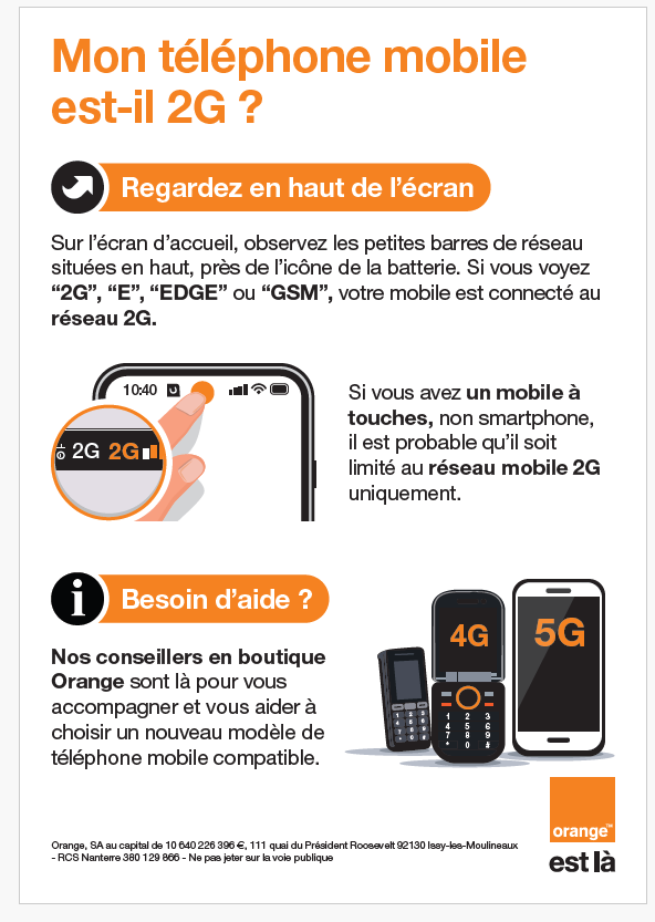 Extinction du réseau 2G de Orange le 9 juin.